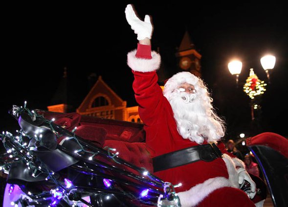 santa on square parade stock